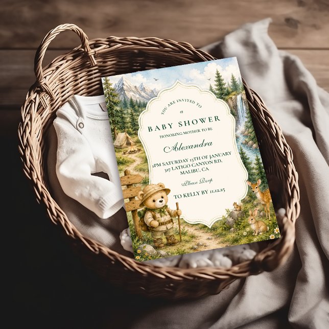 Invitation Baby Shower Ours de Camping Fantaisiste (Créateur téléchargé)