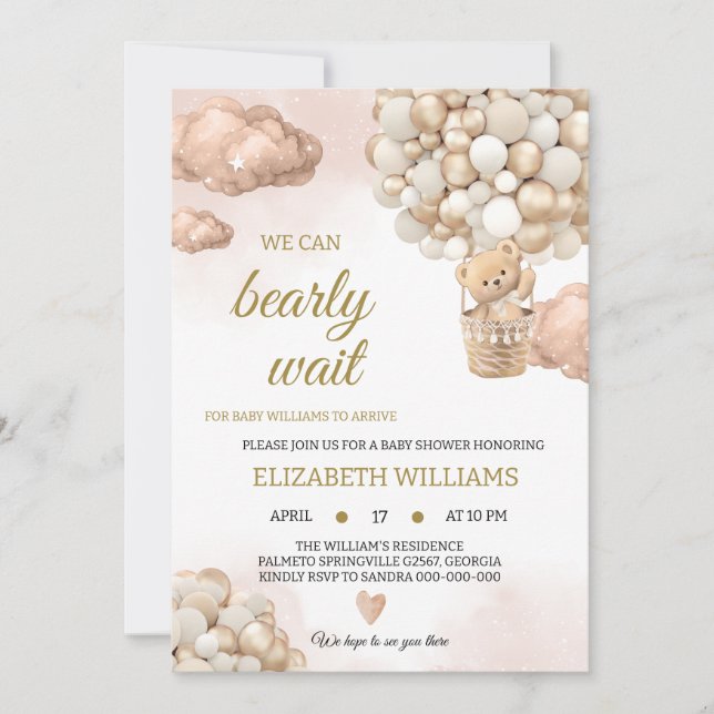 Invitation Baby shower ours d'enfant (Devant)
