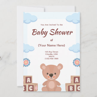 Invitation baby shower - Ours en peluche
