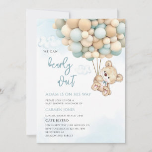 Invitation Baby Shower Ours en Peluche Bleu