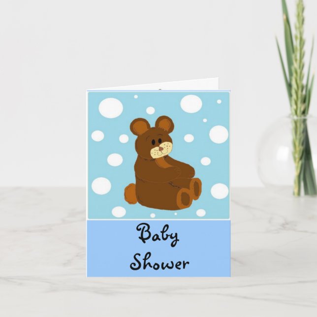 Invitation Baby-Shower Ours en Peluche Bleu (Devant)