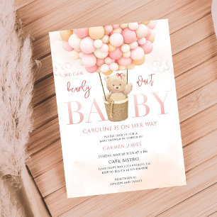 Invitation Baby Shower Ours en Peluche Rose