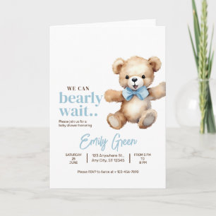 Invitation Baby shower Ours En Teddy, On Peut Attendre