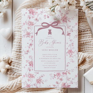 Invitation Baby shower Ours En Teddy Toile Rose