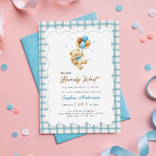 Invitation Baby Shower Ours en Vichy Prépa