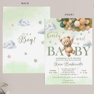 Invitation Baby shower Ours, On Peut Attendre Impé
