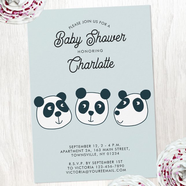 Invitation Baby shower Ours Panda géant (Cute personalized custom text Panda Bear baby shower invitation)