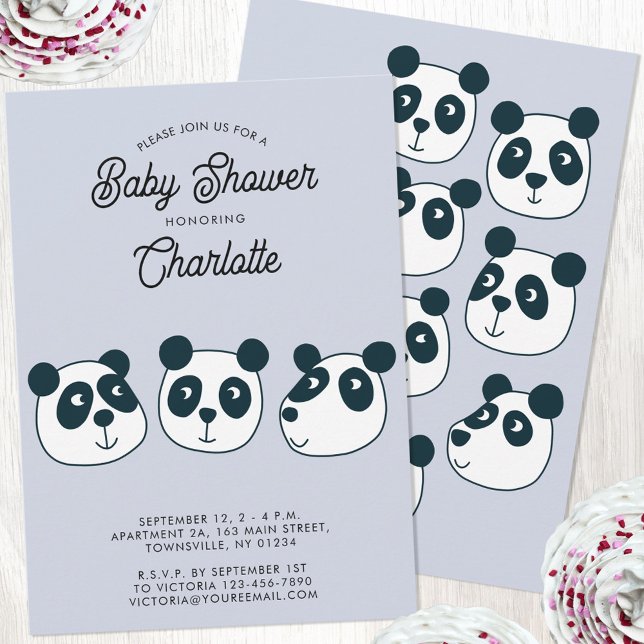 Invitation Baby shower Ours Panda géant (Cute Panda Bear gender neutral baby shower invitation)