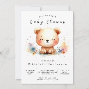 Invitation Baby shower Ours Pastel Editable