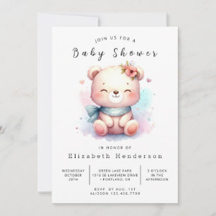 Invitation Baby shower Ours personnalisé Woodland