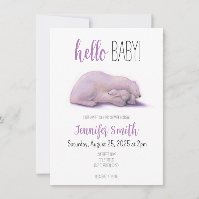 Invitation Baby shower Ours Polaire (Devant)