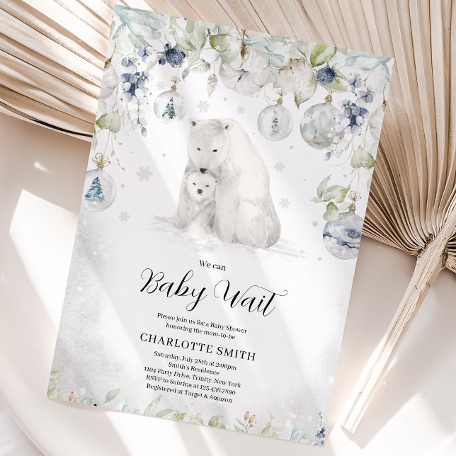 Invitation Baby Shower Ours Polaire d'Hiver (Créateur téléchargé)