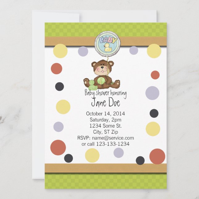 Invitation Baby shower Ours Teddy (Devant)