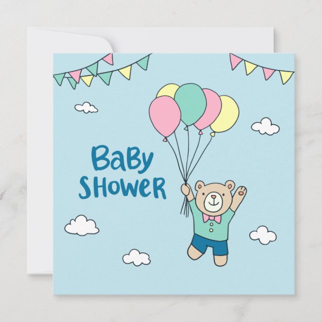Invitation Baby shower Ours Teddy (Devant)