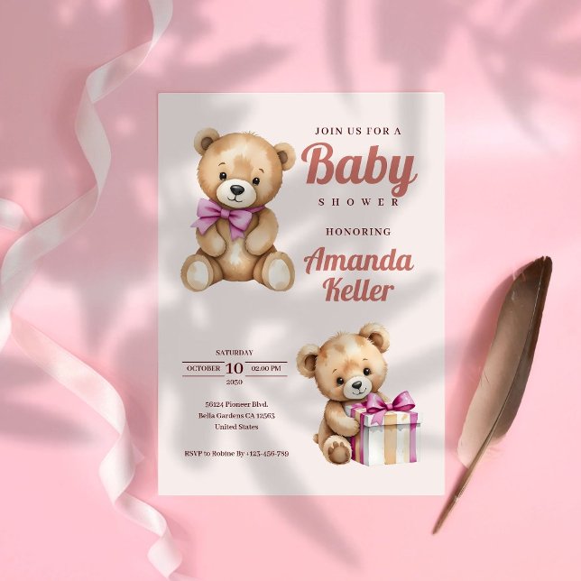 Invitation Baby shower Ours Teddy (Créateur téléchargé)