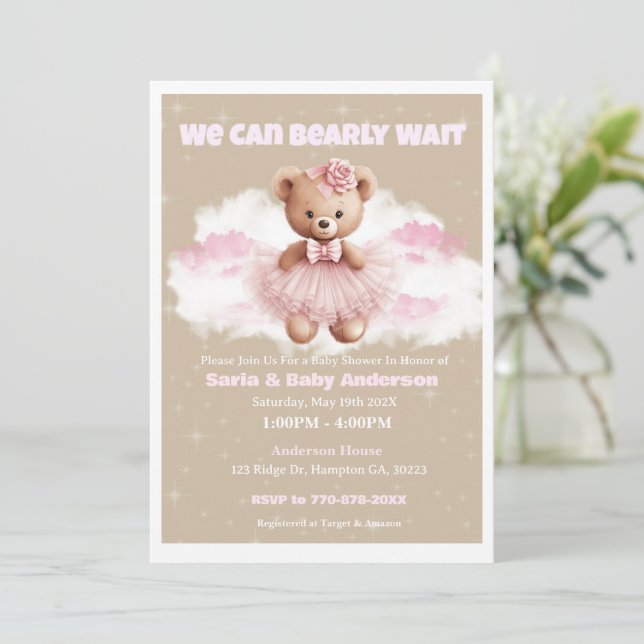 Invitation Baby shower Ours Teddy (Debout devant)