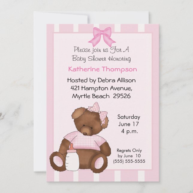 Invitation Baby shower Ours Teddy (Devant)
