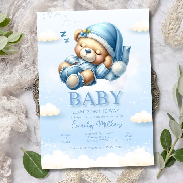 Invitation Baby shower Ours Teddy Invitation, Baby shower gar (Créateur téléchargé)