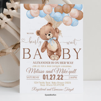 Invitation Baby shower Ours Teddy On Peut Bearly W
