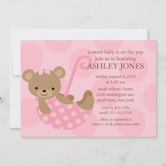 Invitation Baby shower Ours Umbrella (Devant)