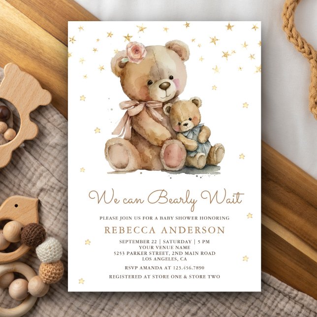 Invitation Baby Shower Ourse et Ourson Teddy Mignon (Créateur téléchargé)