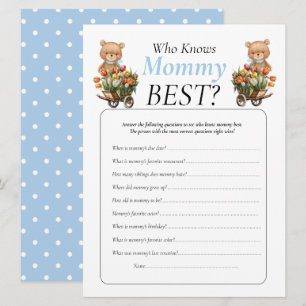Invitation Baby Shower oursin Floral Garçon Qui Sait Maman