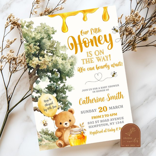 Invitation Baby-Shower Ourson au Miel (Créateur téléchargé)