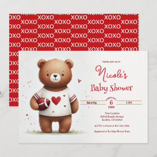 Invitation Baby Shower Ourson de Football pour Bébé de la Sai