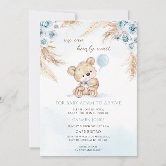 Invitation Baby Shower Ourson en Herbe (Devant)