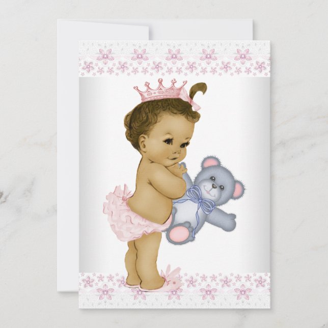 Invitation Baby shower Ourson Rose (Devant)