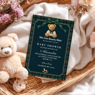 Invitation Baby-Shower Ourson Tartan