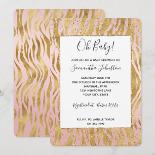 Invitation Baby Shower Paillettes Or Rose Gold Zèbre