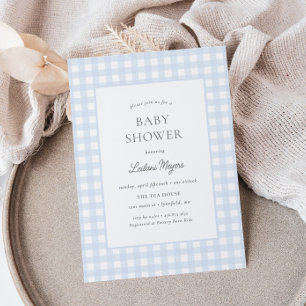 Invitation Baby shower Pale Blue En vichy Classic Boys