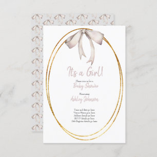 Invitation Baby shower Pale Rose Bow