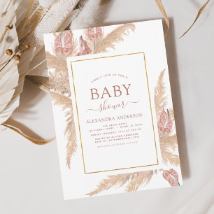 Invitation Baby shower Pampas Grass Boho Budget