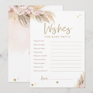 Invitation Baby shower Pampas Grass Boho Wings Pour Baby Card