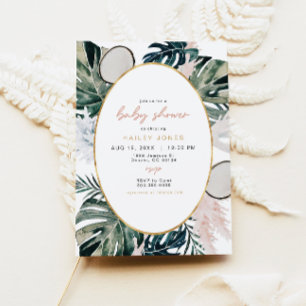Invitation Baby shower Pampas Palm Tropical Rose