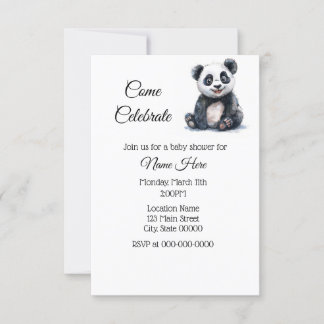 Invitation Baby shower Panda aquarelle simple