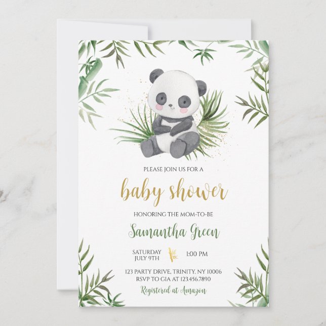 Invitation Baby shower Panda Bamboo (Devant)