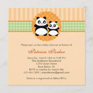 Invitation Baby shower Panda Bear Unisex