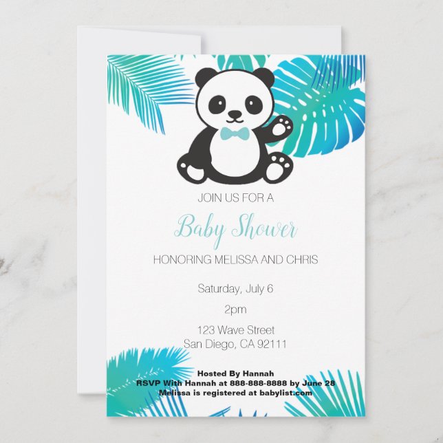 Invitation Baby shower Panda Boy (Devant)