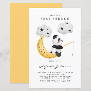 Invitation Baby shower Panda de pêche aquarelle