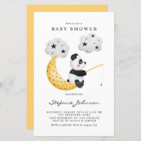 Invitation Baby shower Panda de pêche aquarelle