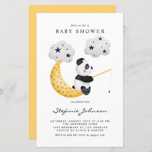 Invitation Baby shower Panda de pêche aquarelle