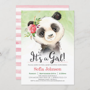 Invitation Baby shower Panda Girl