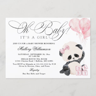 Invitation Baby shower Panda Girl