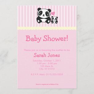 Invitation Baby shower Panda - Rose