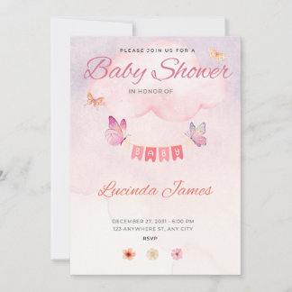 Invitation Baby shower papillon