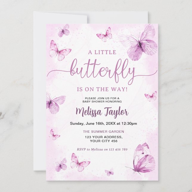 Invitation Baby Shower Papillon (Devant)