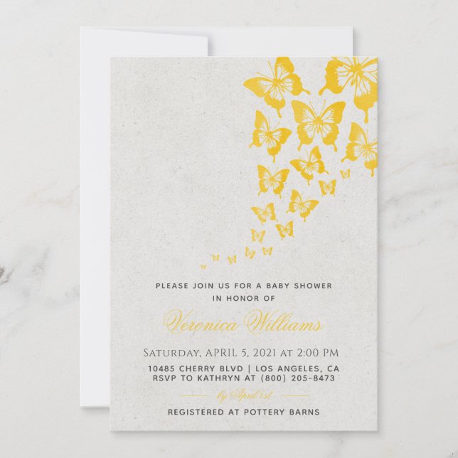 Invitation Baby shower papillon (Devant)